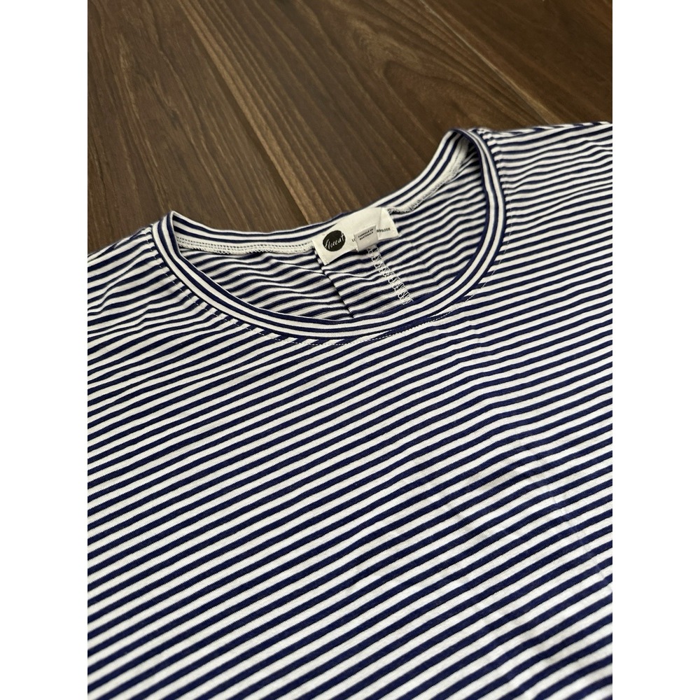 Floreat Anthropologie Womens XS Striped High Low Tunic Top Blue White Short Slv